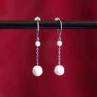 Pure titanium small drop earrings wih faceted white agate  - hypoallergenic earrings for sensitive ears, nickel free