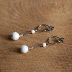 Pure titanium small drop earrings wih faceted white agate  - hypoallergenic earrings for sensitive ears, nickel free