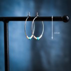 Pure titanium hoop earrings with turquoise and silver beads - 2,5 cm - hypoallergenic earrings