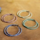 Pure titanium hoop earrings with pastel glass beads and silver beads