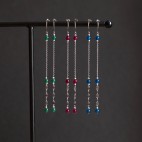 Boucles d'oreilles pendantes fines et très longues en titane pur et perles d'agate - Boucles d'oreilles hypoallergéniques