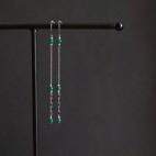 Pure titanium long and thin drop earrings with agate beads - hypoallergenic earrings for sensitive ears, nickel free