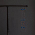 Pure titanium long and thin drop earrings with agate beads - hypoallergenic earrings for sensitive ears, nickel free