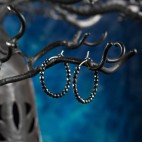 Pure titanium small hoop earrings with small hematite beads - hypoallergenic 