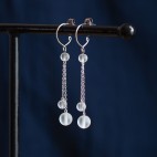Titanium drop earrings with frosted rock crystal beads - hypoallergenic