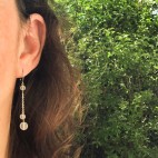 Titanium drop earrings with frosted rock crystal beads - hypoallergenic