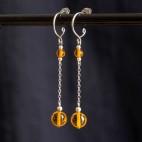 Titanium drop earrings with Baltic Amber beads